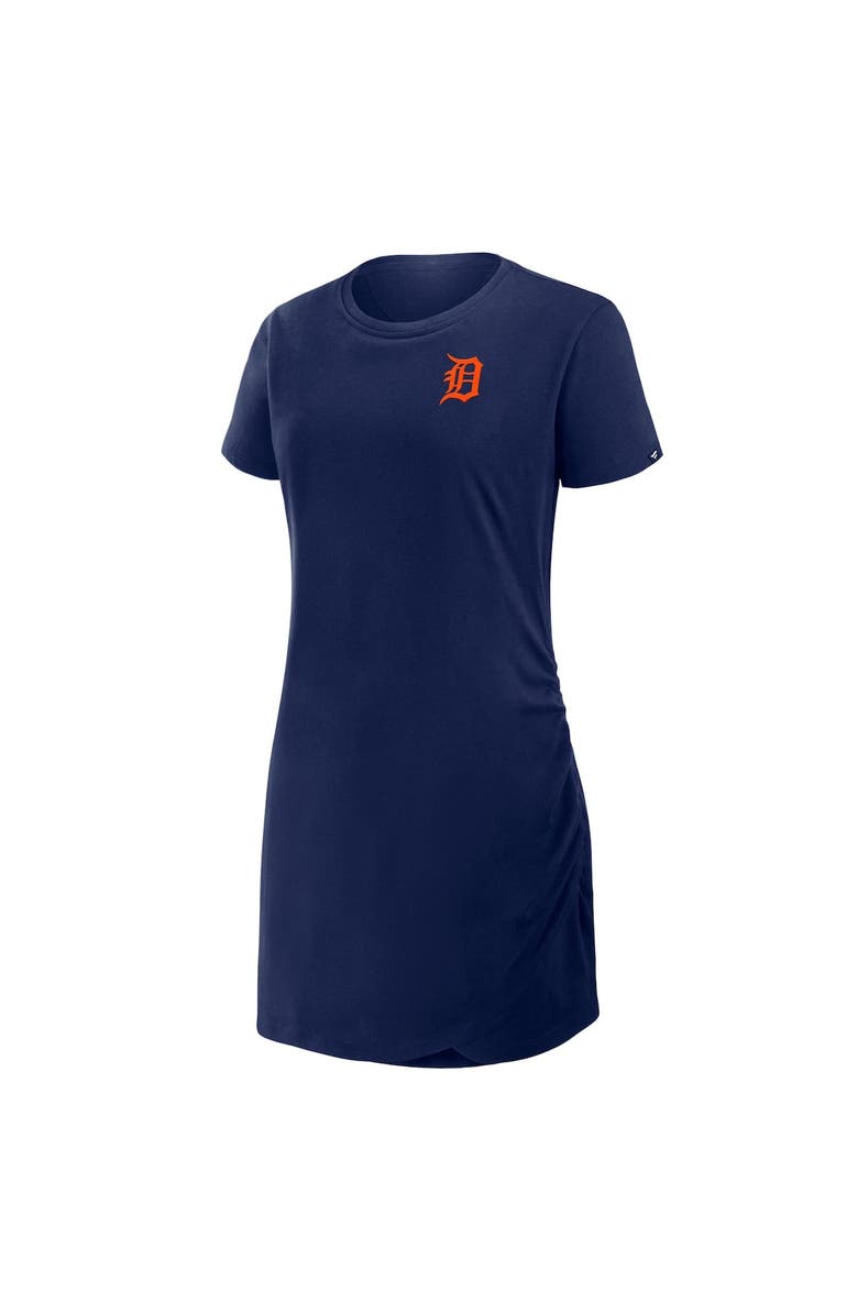 FANATICS Women's Fanatics Navy Detroit Tigers Ruched Drape T-Shirt Dress, Alternate, color, 