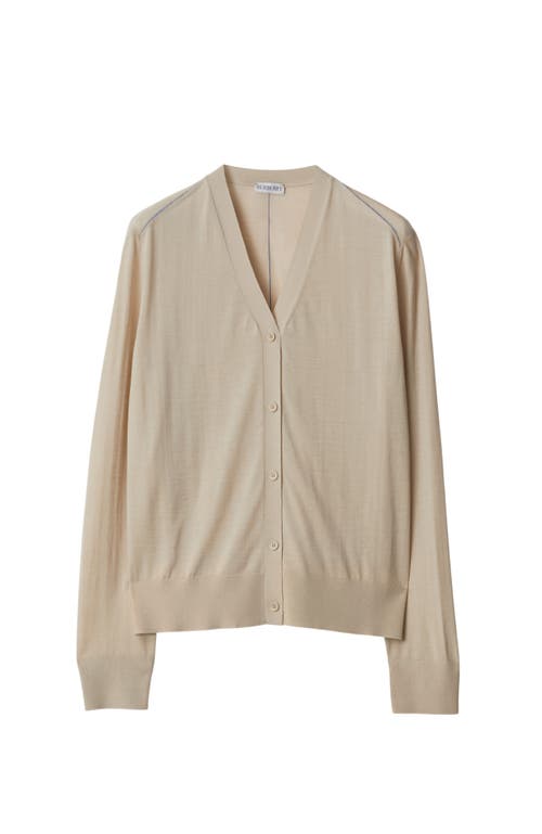 Burberry V-neck Wool Cardigan In Oat