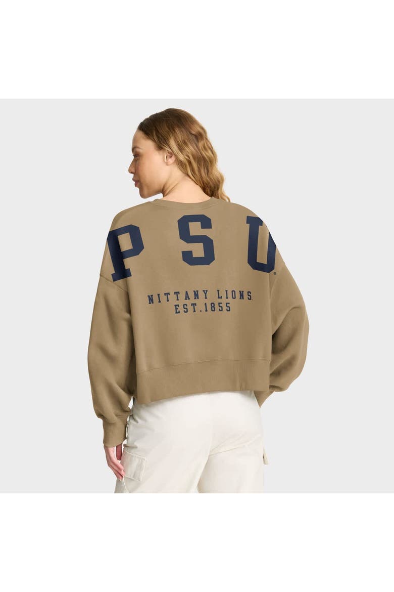 Women's Nike Tan Penn State Nittany Lions Oversized Phoenix 2-Hit Pullover Sweatshirt, Alternate, color, Tan