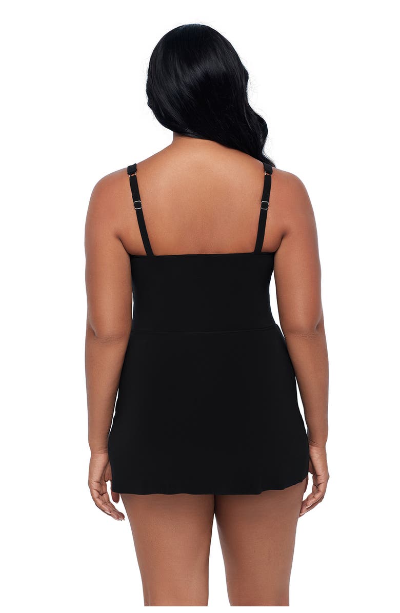 Trimshaper Laura Sweetheart Neckline Control Swimdress, Alternate, color, Black