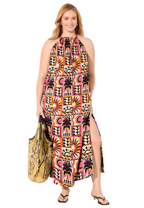 Cotton High Neck Maxi Dress Cover Up