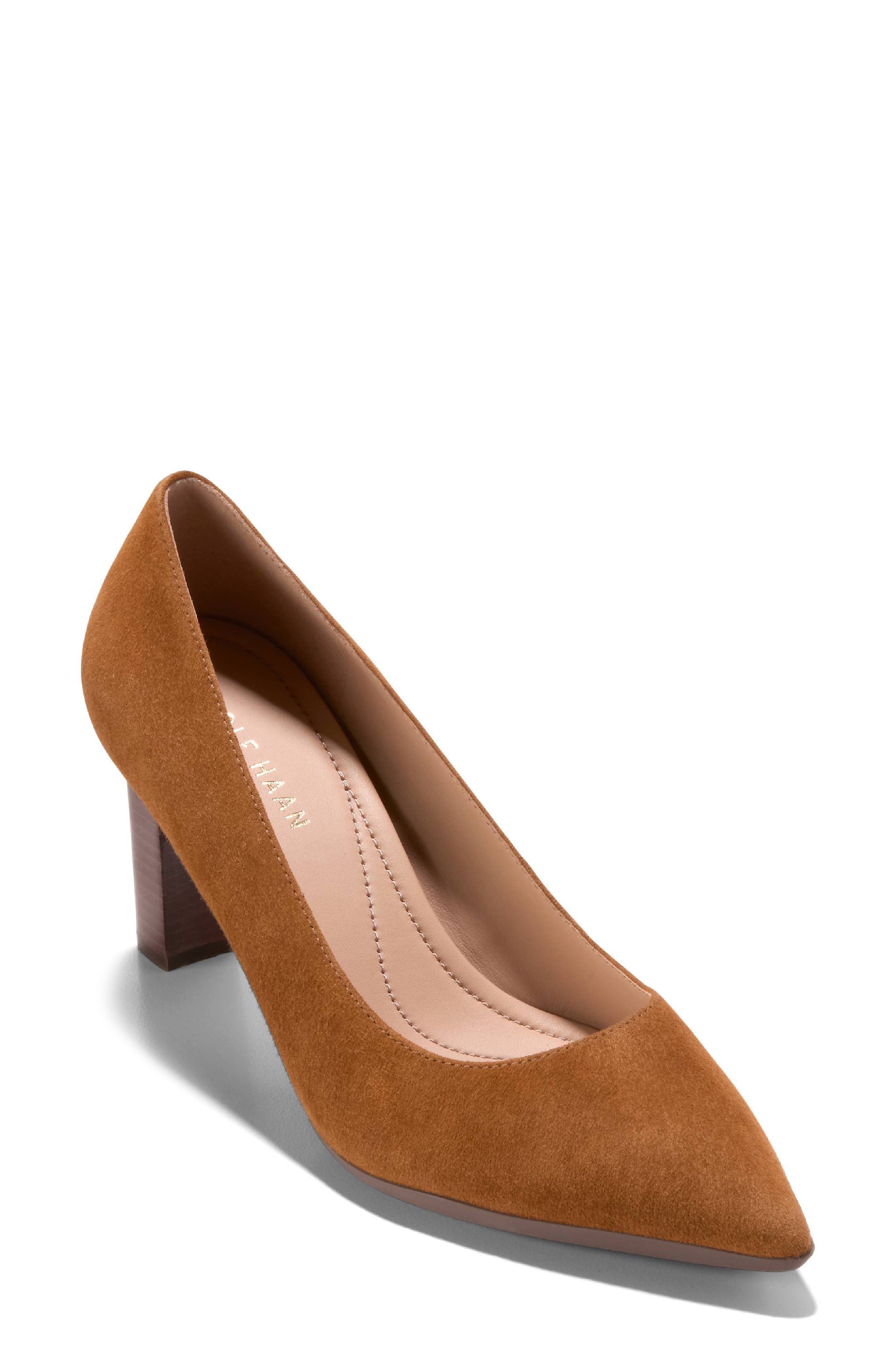 Grand Ambition Angelica Pointed Toe Pump, Main, color, TOBACCO SUEDE/ BROWN STACK