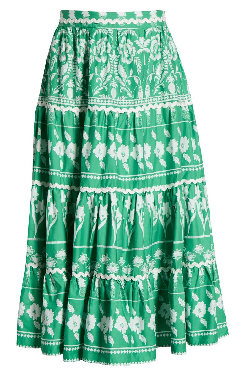 SUGARLIPS Wave Trimmed Print Maxi Skirt, Main, color, Green-White