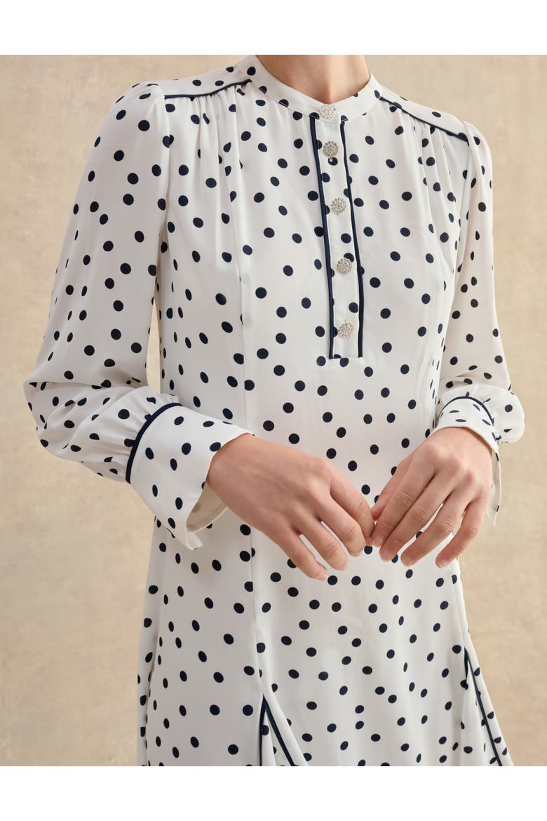 Ruth Polka Dot Mini Dress, Alternate, color, Ivorymidnight