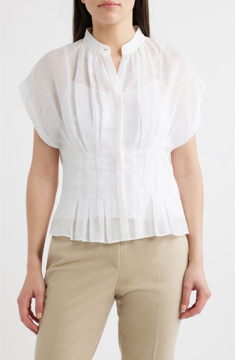 BOSS Pleat Woven Shirt, Main, color, Bright White