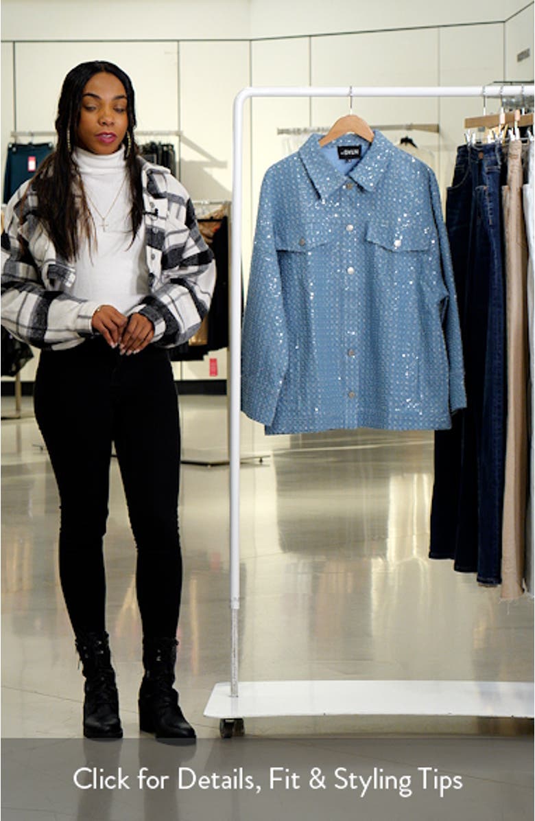 Sequin Embellished Distressed Denim Jacket, sales video thumbnail
