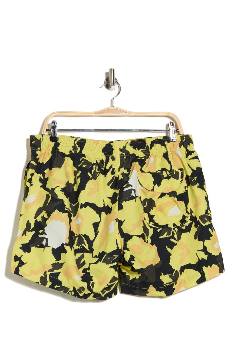 BOSS Memo Abstract Floral Swim Trunks, Alternate, color, Bright Yellow