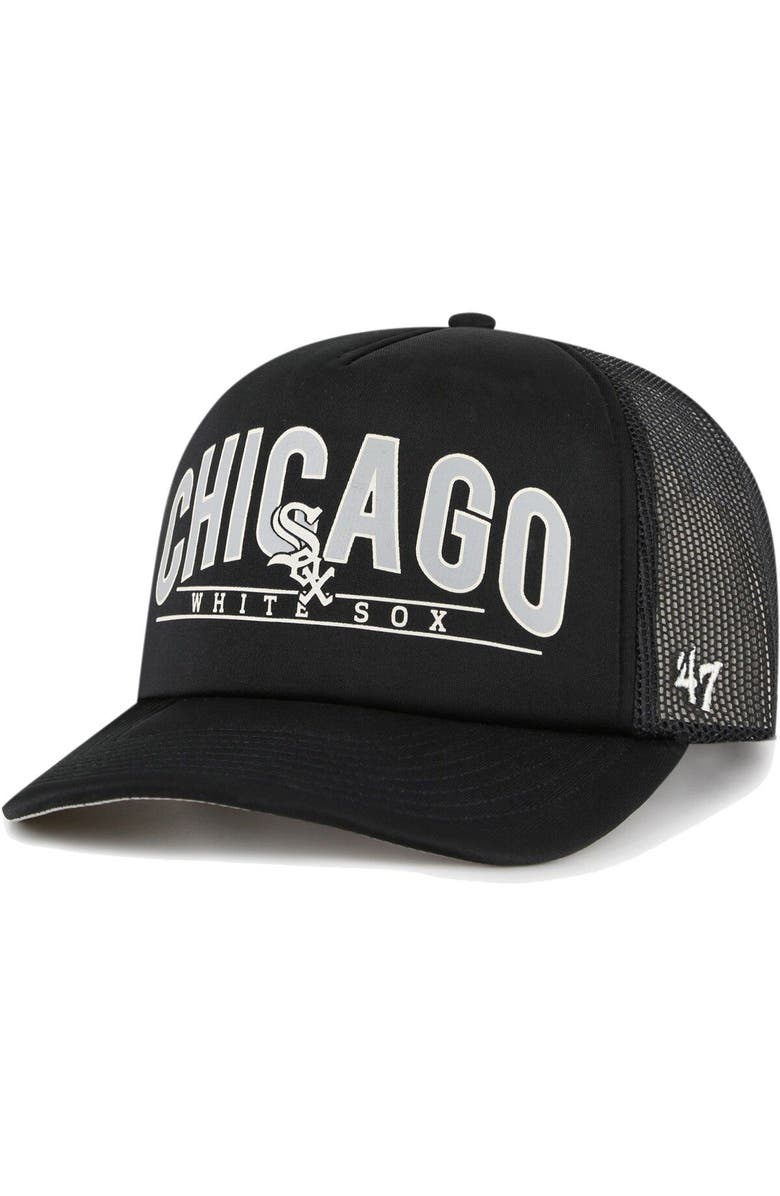 '47 Men's '47 Black Chicago White Sox Backhaul Foam Trucker Snapback Hat, Main, color, Black