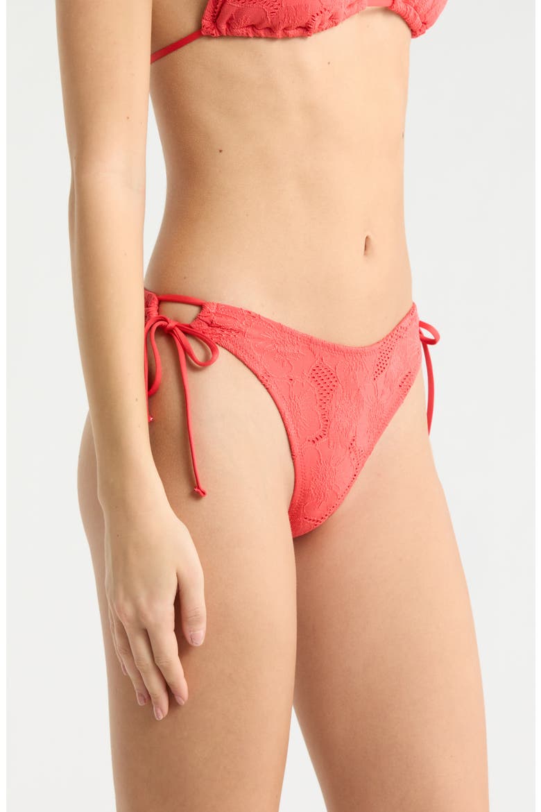 Oasis Jacquard Bikini Bottoms, Alternate, color, RED