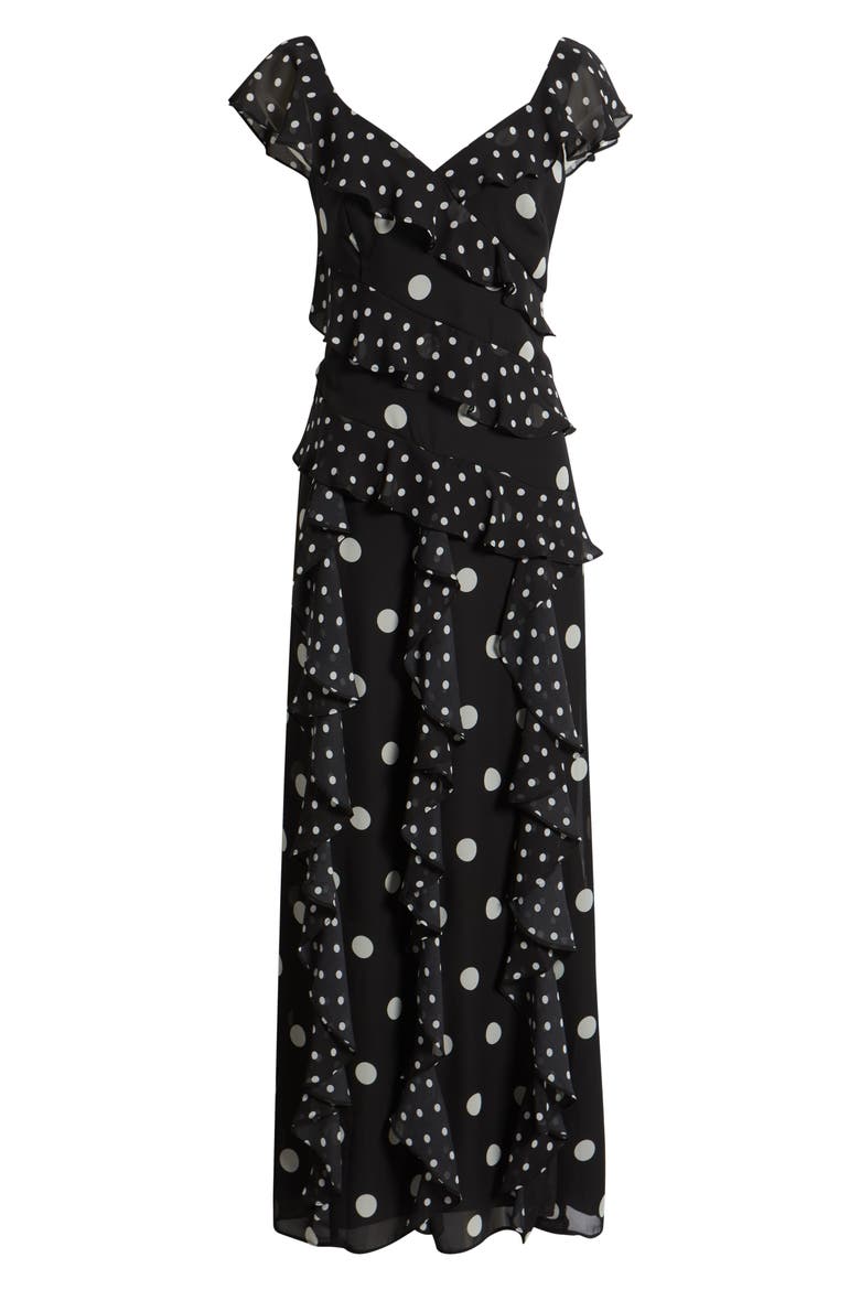 Mixed Polka Dot Maxi Dress, Alternate, color, BLACK