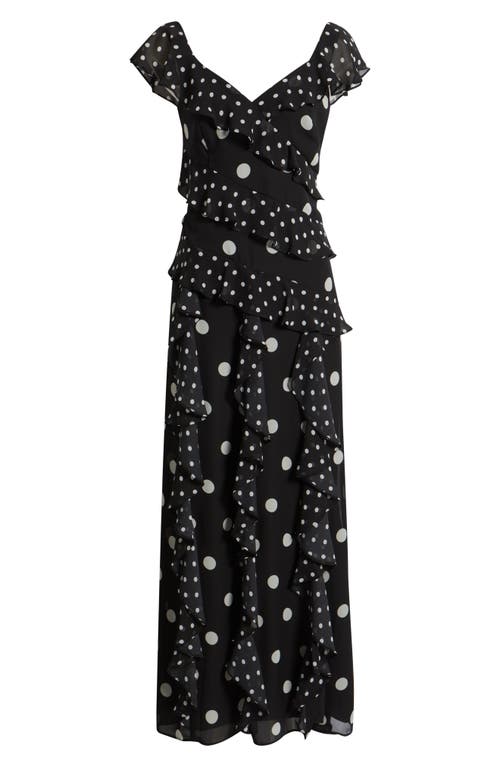 Eliza J V Neck Flutter Sleeve Ruffle Dress In Black