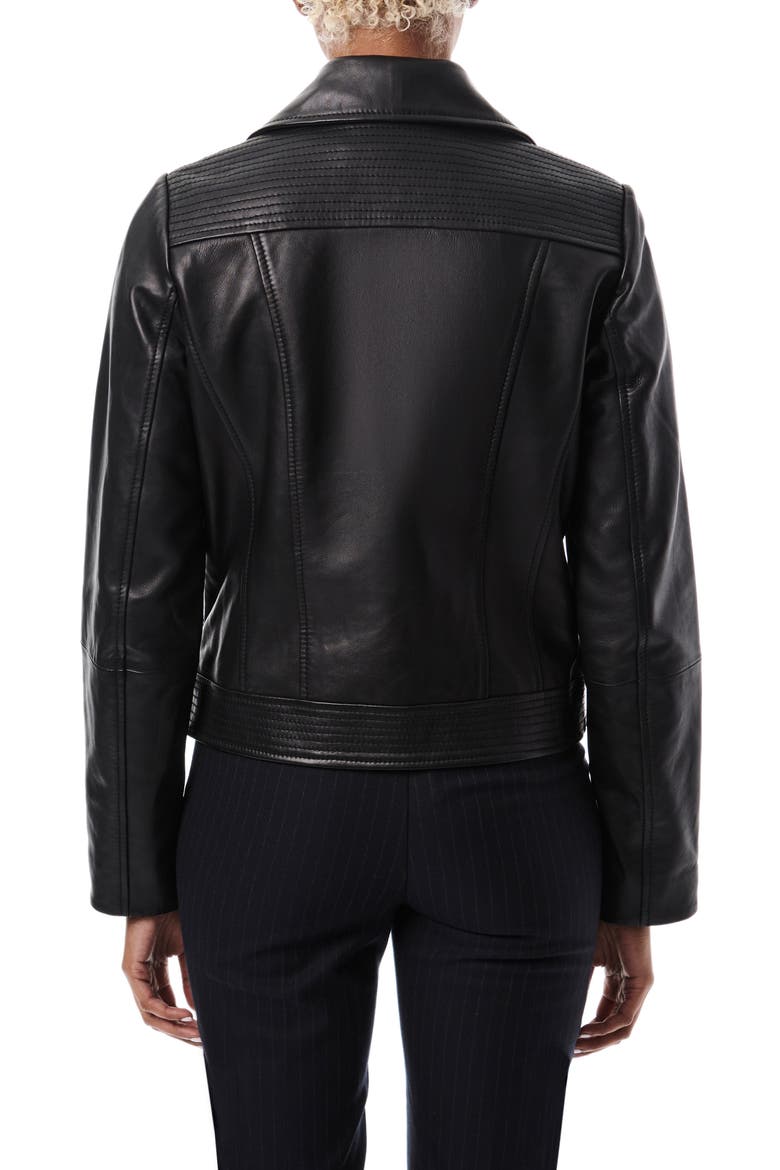 Crop Leather Moto Jacket, Alternate, color, BLACK