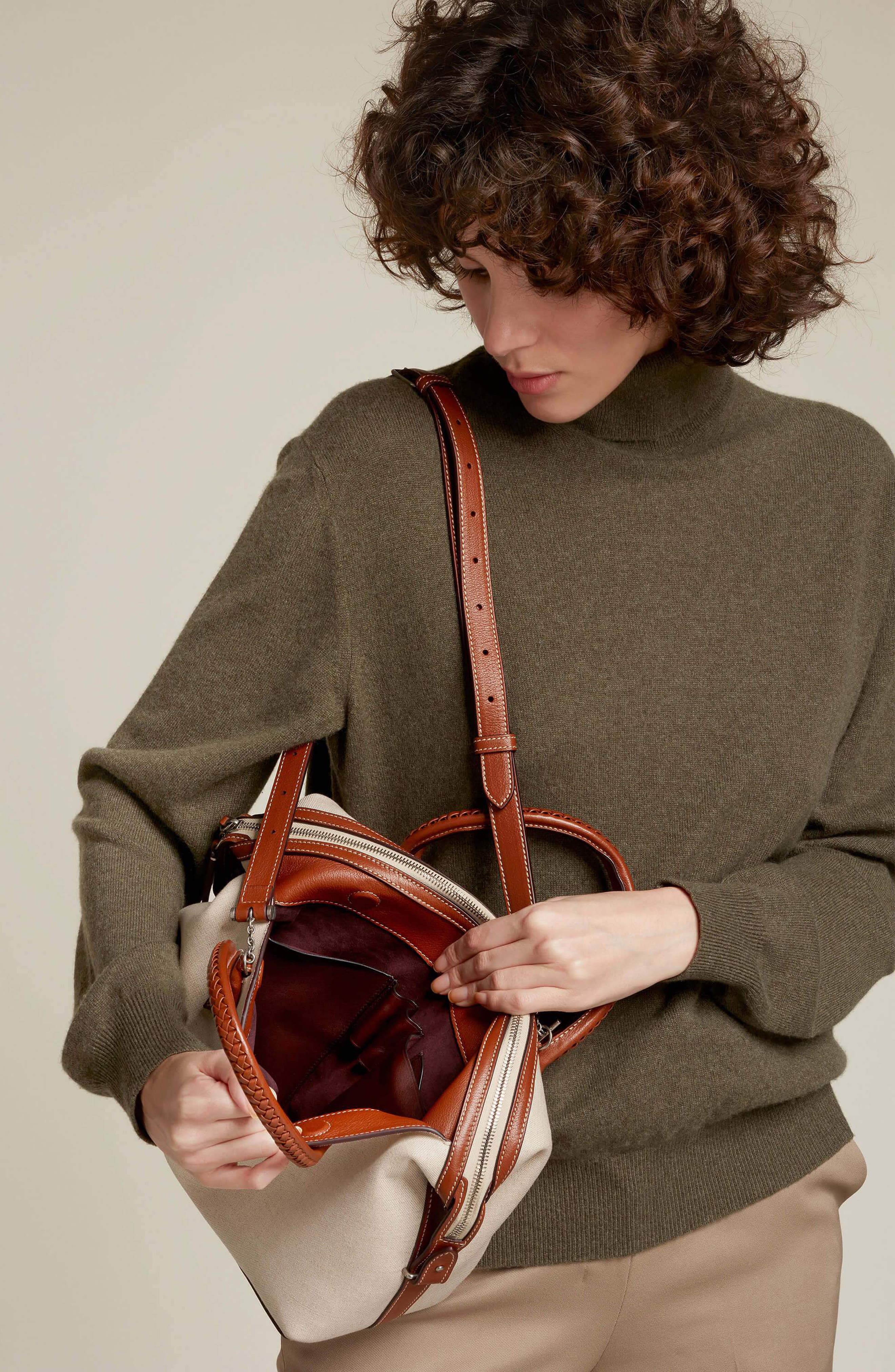 Métier London Small Perriand City Linen Duffle Handbag, Alternate, color, 