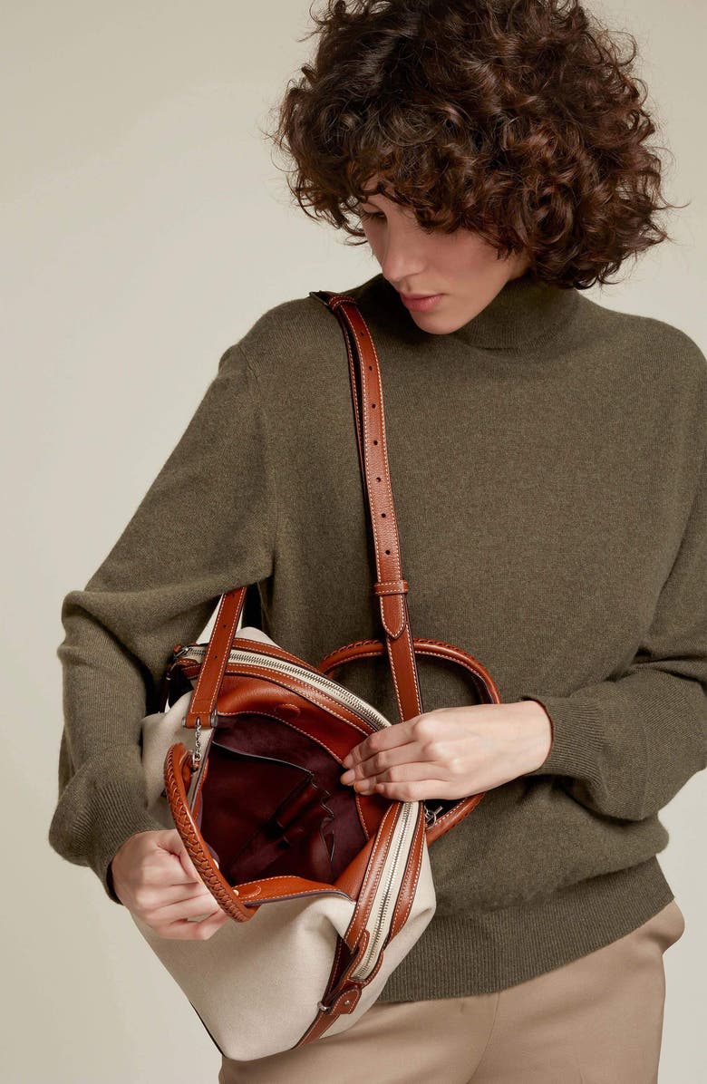 Métier London Small Perriand City Linen Duffle Handbag, Alternate, color,