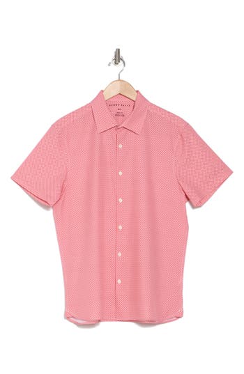 PERRY ELLIS PERRY ELLIS GEOMETRIC LINK SHORT SLEEVE BUTTON-UP SHIRT