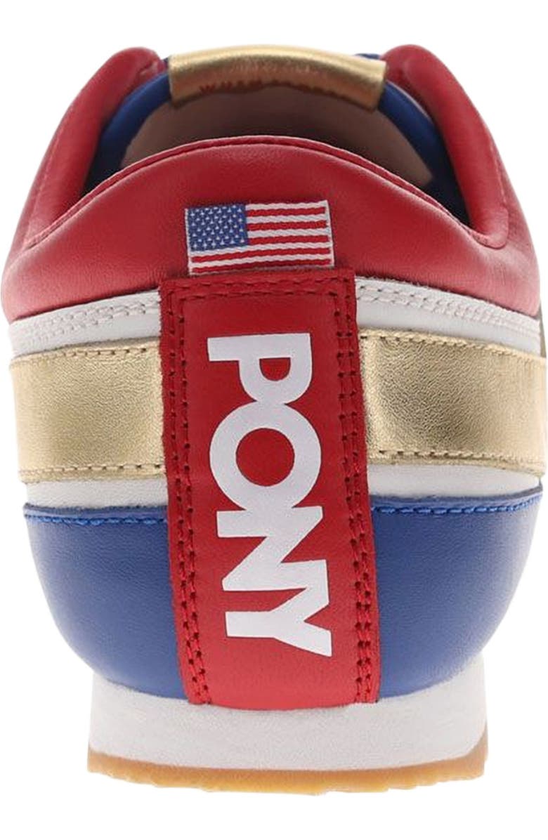 PONY Racer Lux Sneakers, Alternate, color, White/Blue/Red