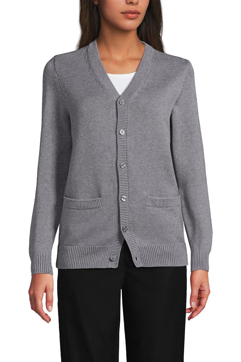 School Uniform Adult Legacy Varsity Cardigan, Main, color, Pewter Heather