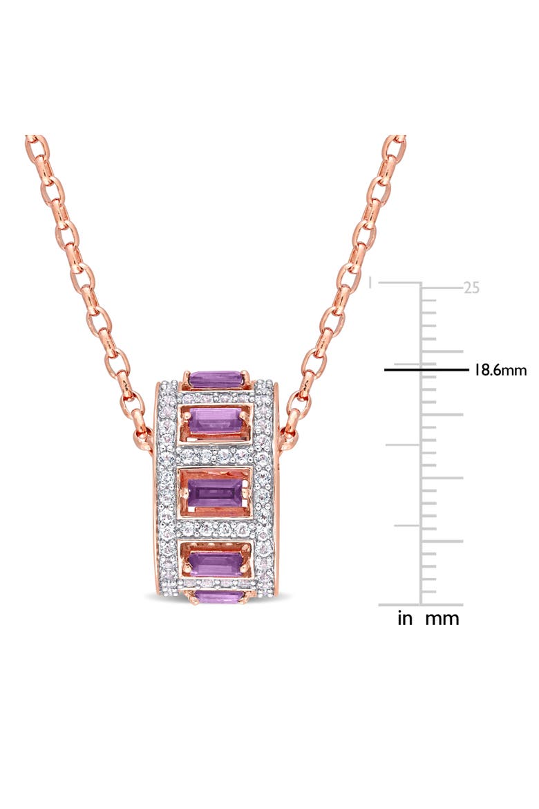 Gemstone & White Topaz Pendant Necklace, Alternate, color, Amethyst/Rose-Plated