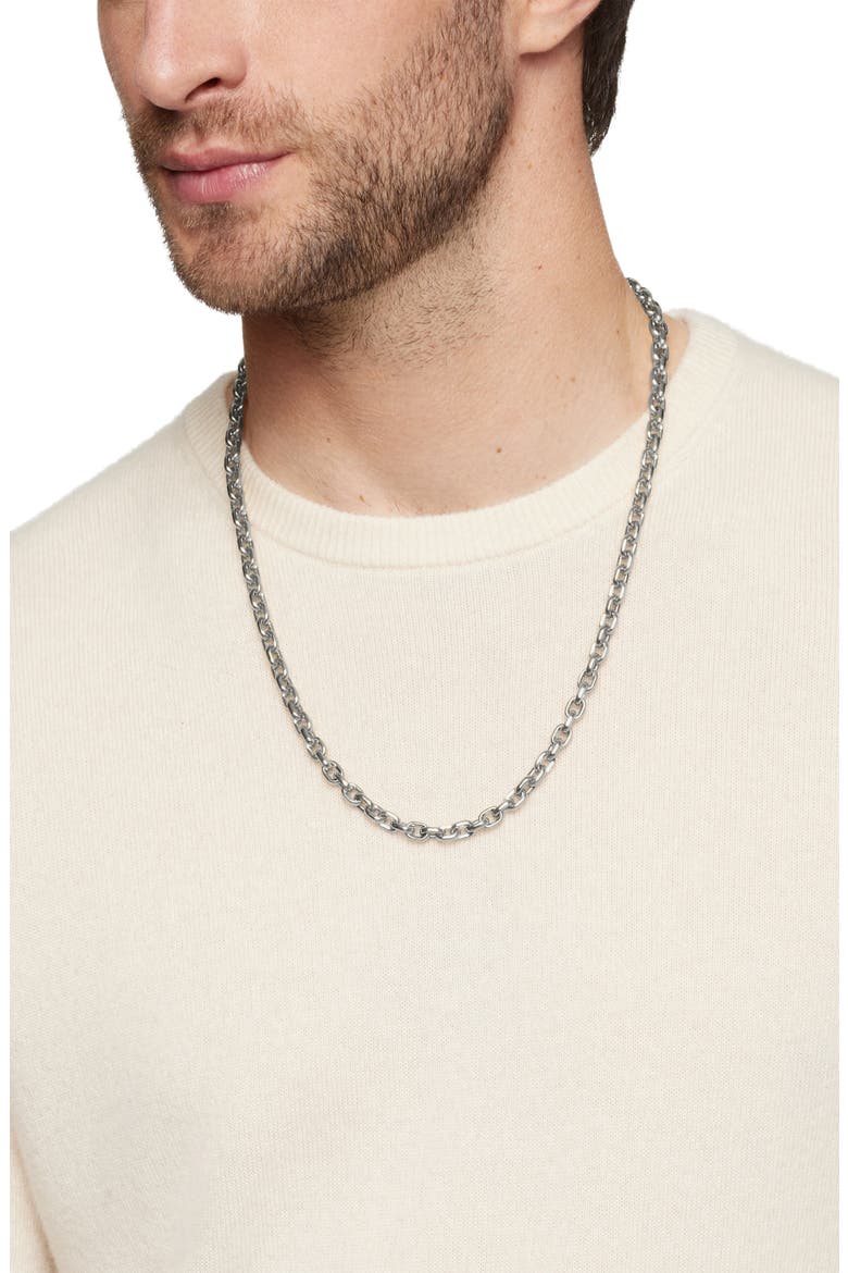 Deco Chain Link Necklace, Alternate, color, STERLING SILVER