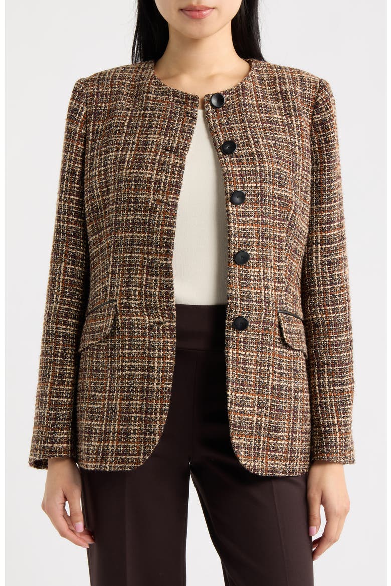 Collarless Blazer, Alternate, color, DEEP MAHOGANY MULTI