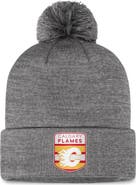FANATICS Men's Fanatics Branded  Gray Calgary Flames Authentic Pro Home Ice Cuffed Knit Hat with Pom