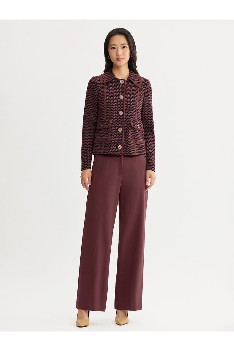 Relaxed Zig-Zag Knit Jacket, Alternate, color, Mahogany/Black