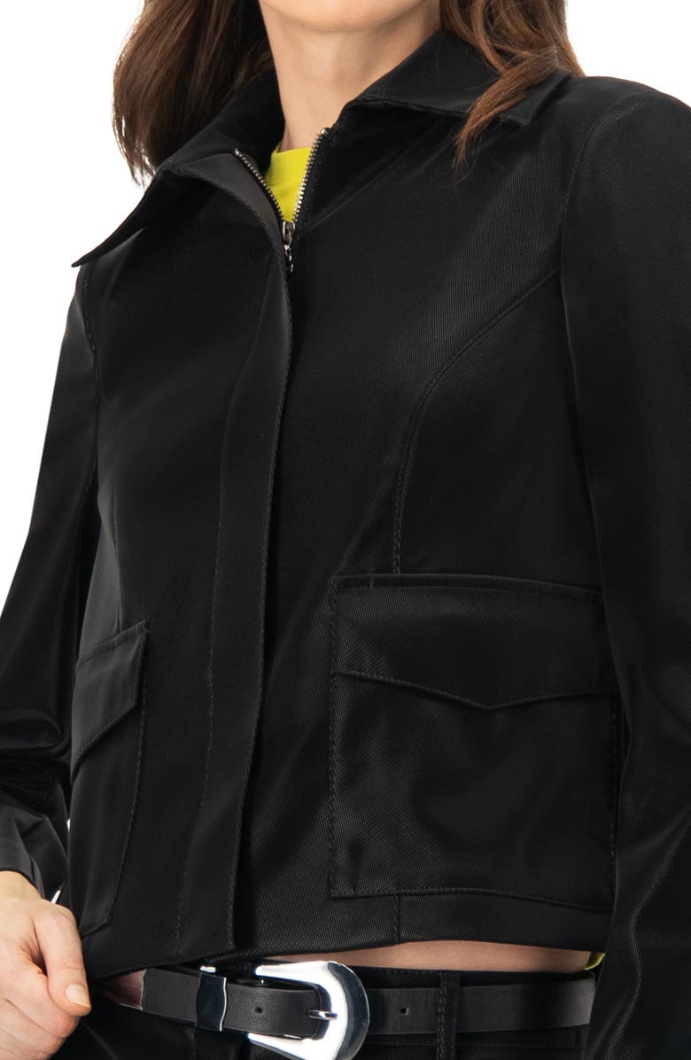 IVONNE High Shine Biker Jacket, Alternate, color, Black