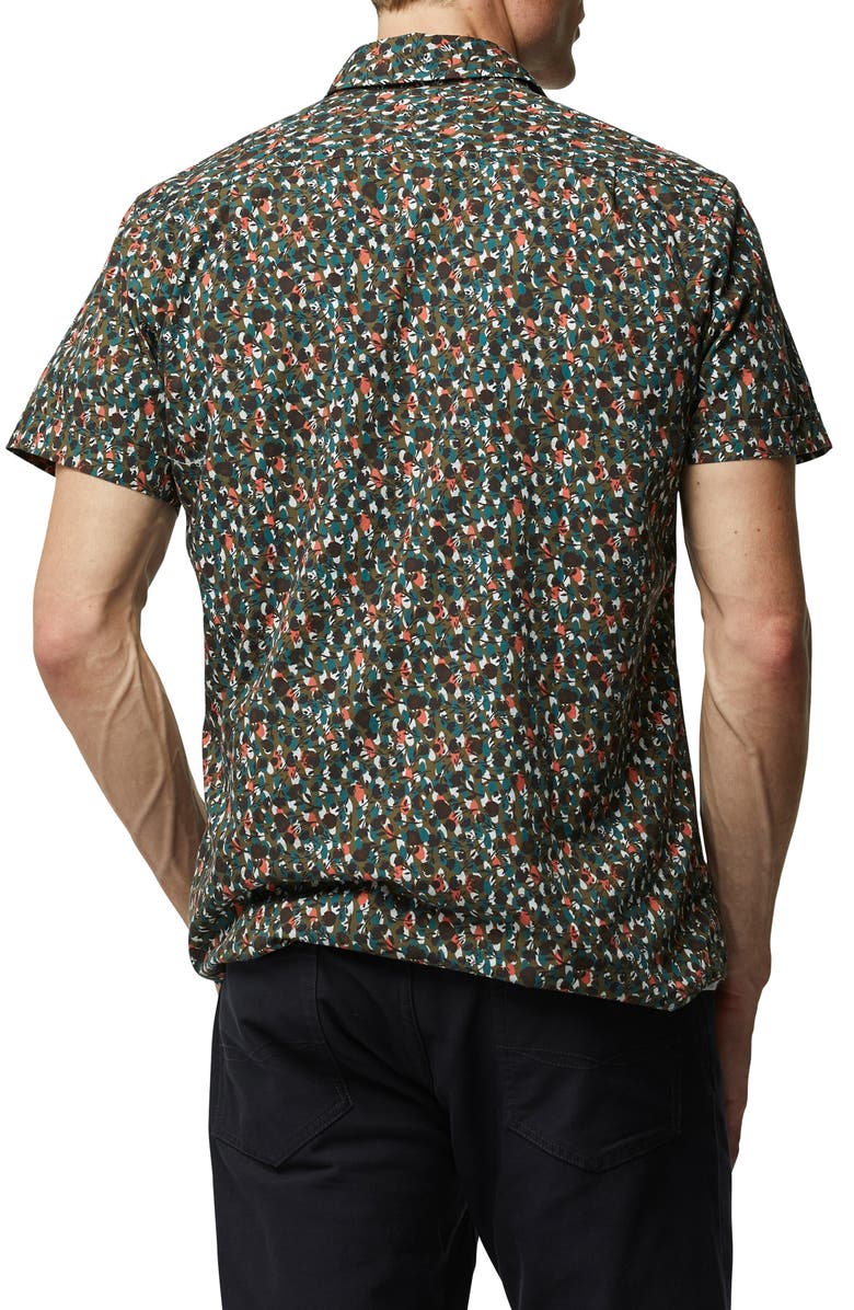 Rodd & Gunn Eglinton Flat Floral Short Sleeve Cotton Button-Up Shirt, Alternate, color, Deep Forest
