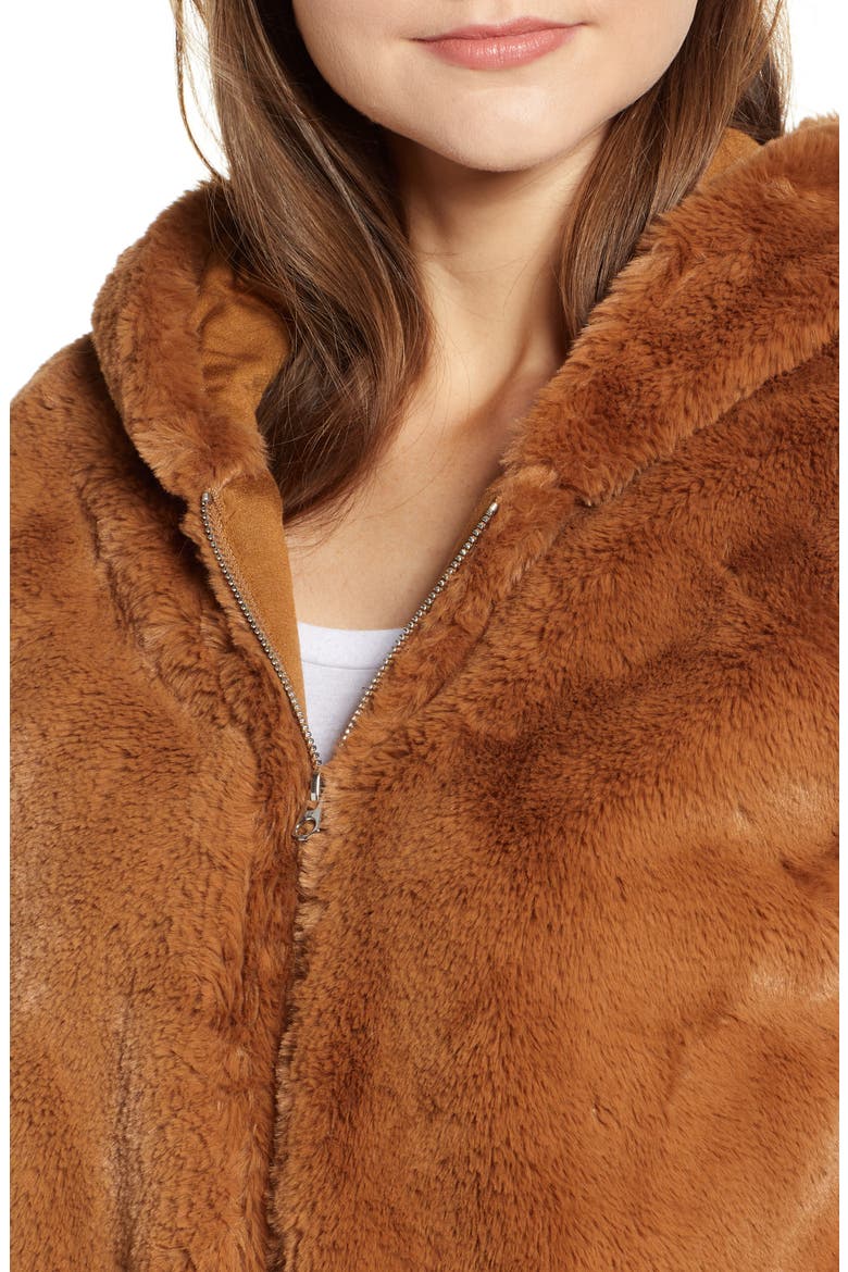 Arabella Faux Shearling Jacket, Alternate, color, DARK CAMEL