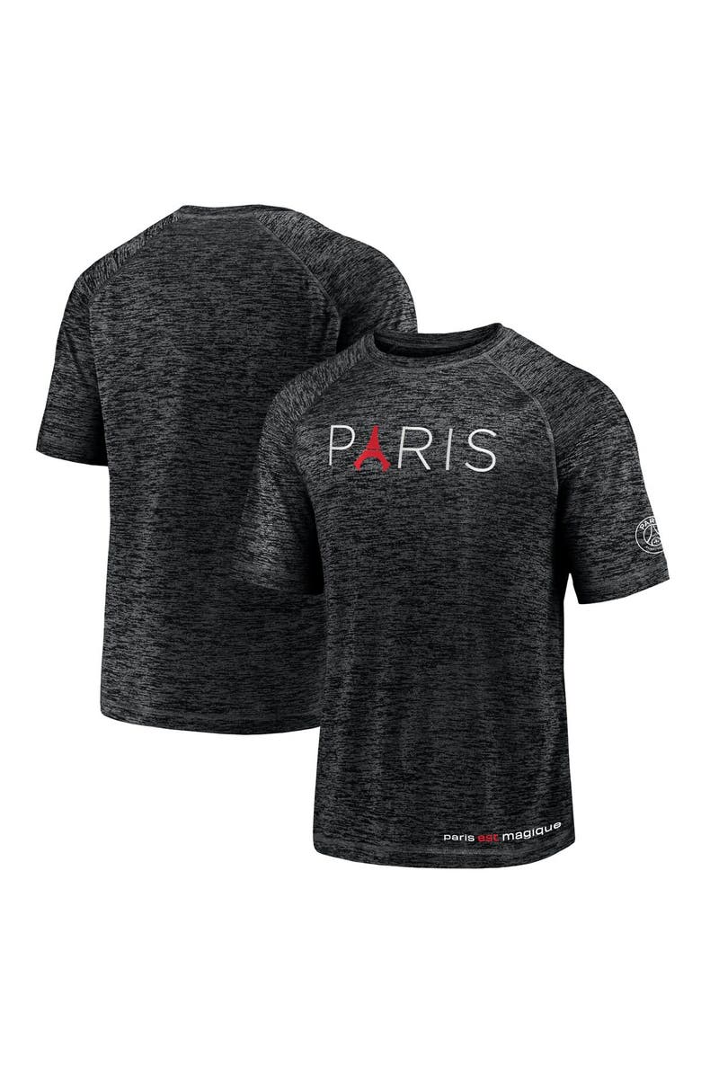 FANATICS Men's Fanatics Branded Black Paris Saint-Germain Tower Space-Dye Raglan T-Shirt, Main, color,