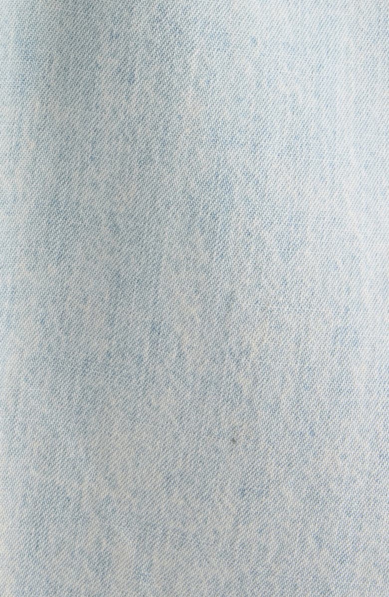 Acne Studios Setar Mending Distressed Short Sleeve Denim Button-Down Shirt, Alternate, color, Light Blue