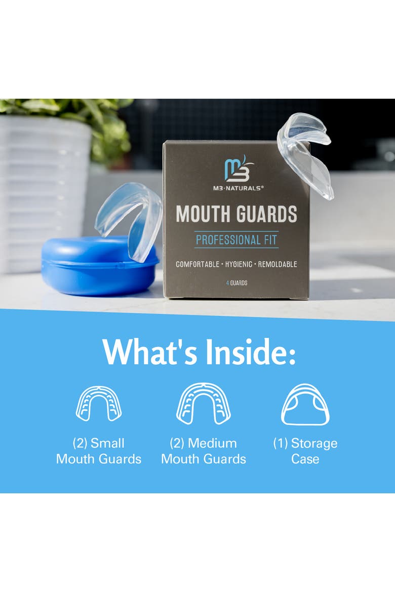 Custom Fit Mouth Guards with Storage Case, 4 Count, Alternate, color, No Colour