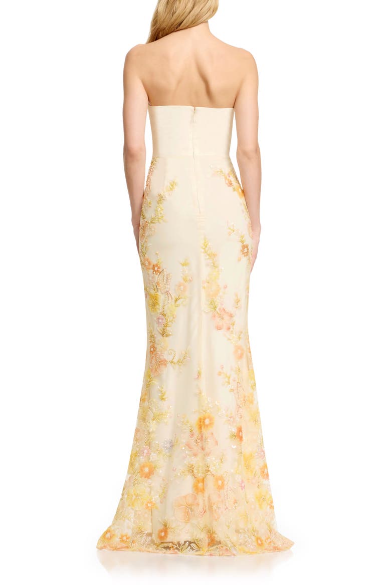 Fernanda Bead Embellished Floral Strapless Gown, Alternate, color, IVORY MULTI