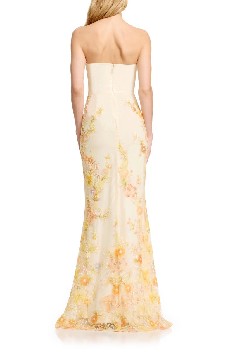 Dress the Population Fernanda Bead Embellished Floral Strapless Gown, Alternate, color, Ivory Multi