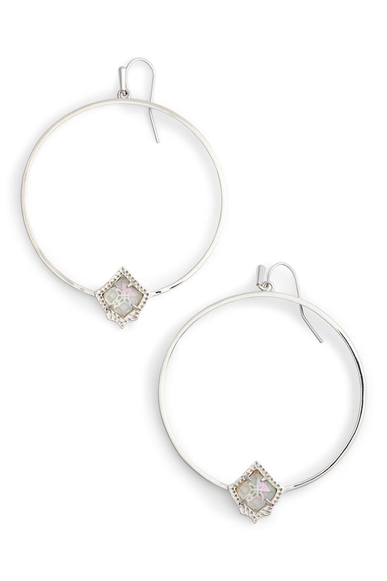 Elberta Hoop Earrings, Main, color, IRIDESCENT GLASS/ SILVER