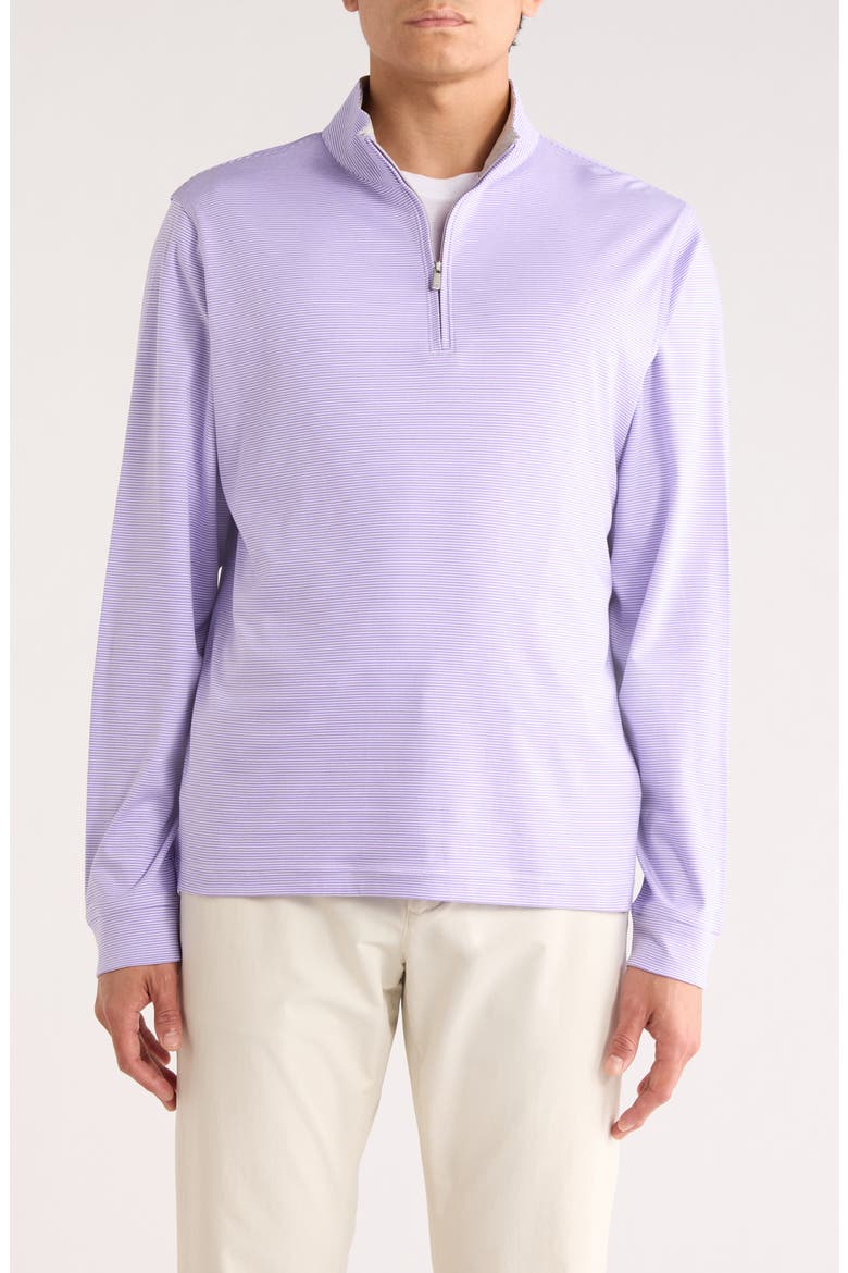Stripe Quarter Zip Pullover Sweater, Main, color, WHITE/ PURPLE