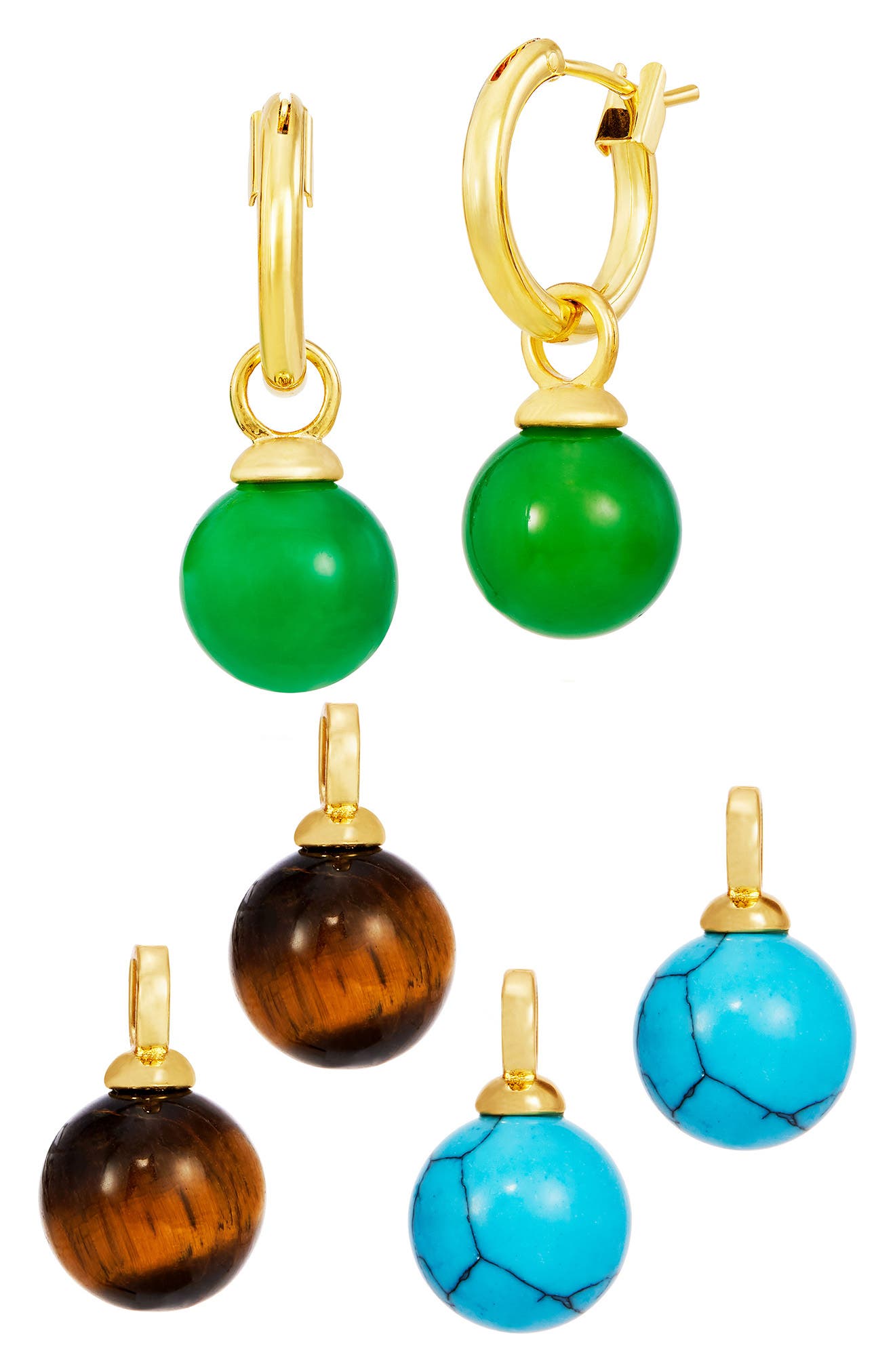 Interchangeable Stone Hoop Earrings
