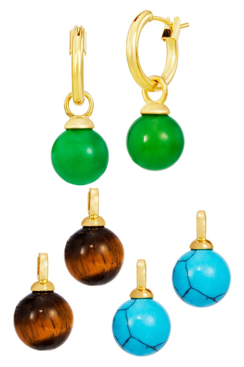 Interchangeable Stone Hoop Earrings, Main, color, YELLOW