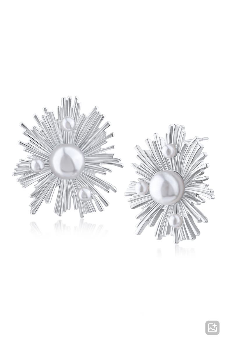Modern Sunshine Faux Pearl Stud Earrings (Nordstrom Exclusive), Main, color, WHITE/ SILVER