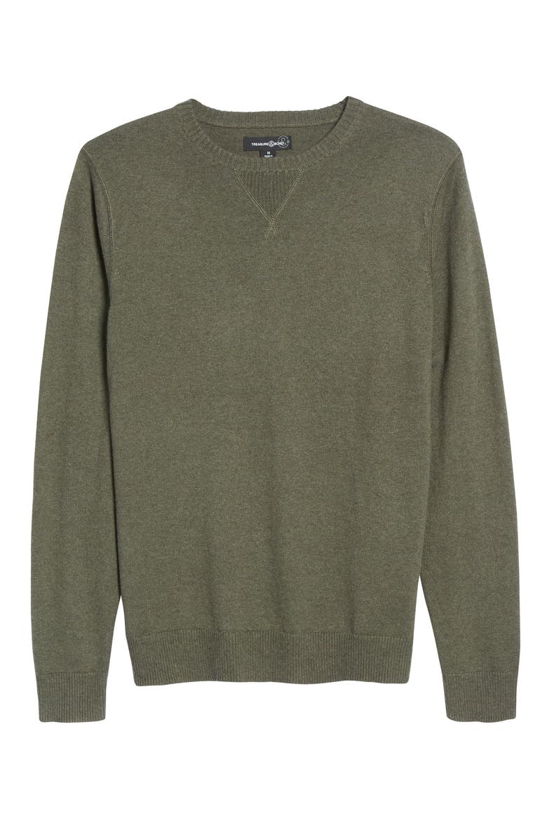 Cotton & Cashmere Crew Sweater, Alternate, color, OLIVE NIGHT