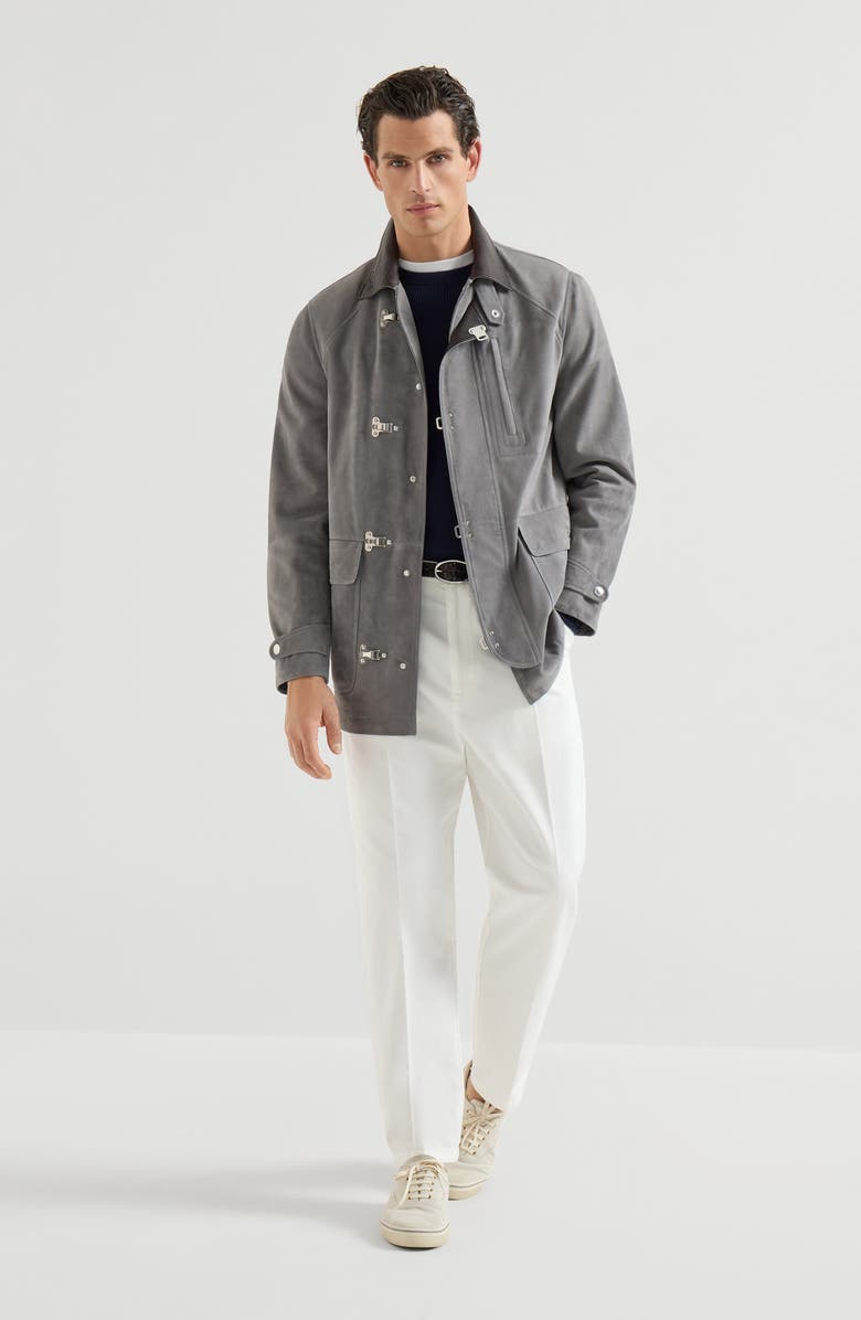 Brunello Cucinelli Suede outerwear, Alternate, color, Medium Grey