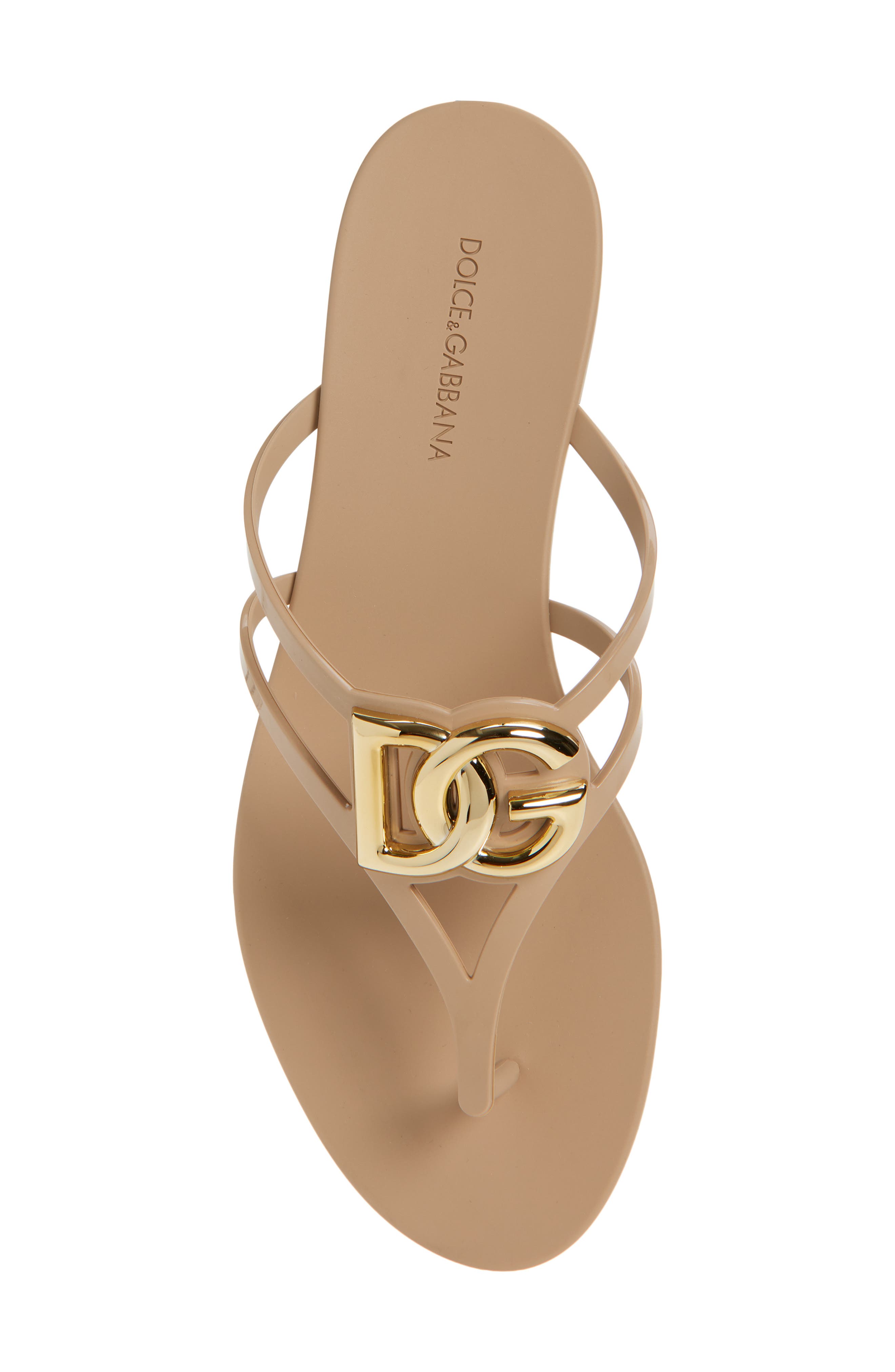 Dolce&Gabbana Logo Flip Flop, Alternate, color, Cipria/ Oro