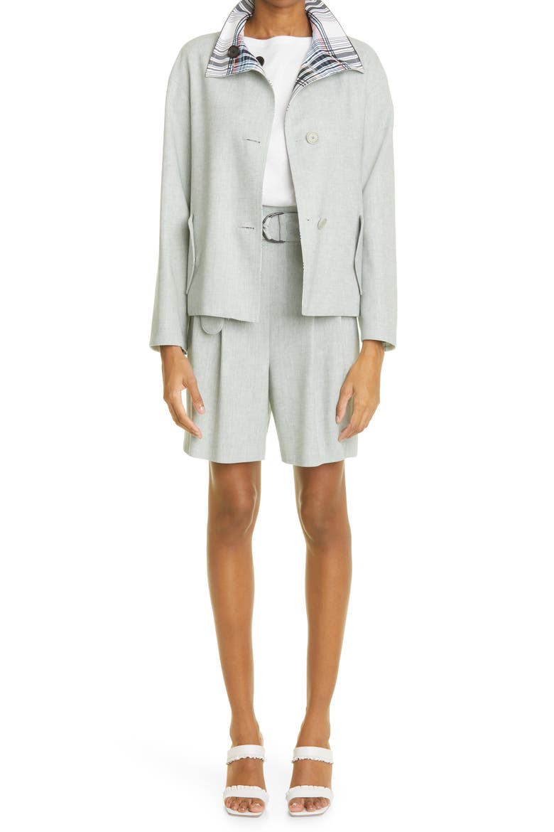 Fiorellina Belted Linen Bermuda Shorts, Alternate, color, MINT