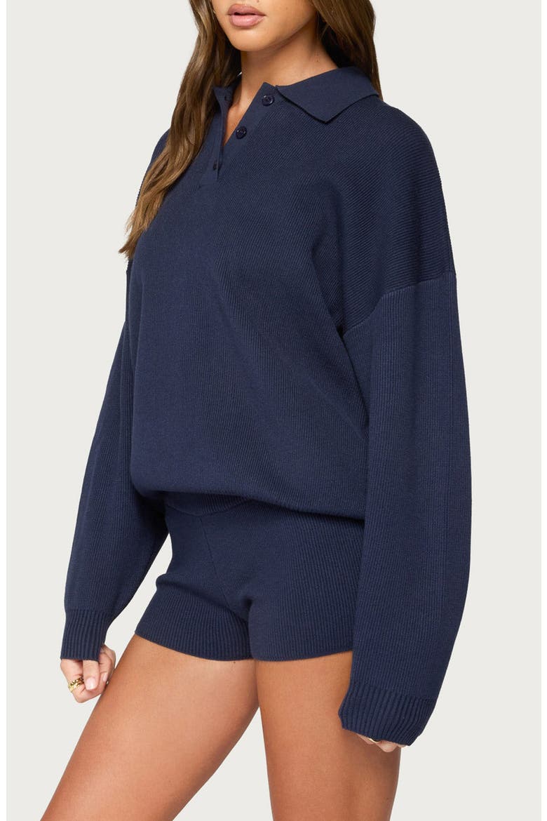 Lorie Oversized Polo Sweater, Alternate, color, NAVY