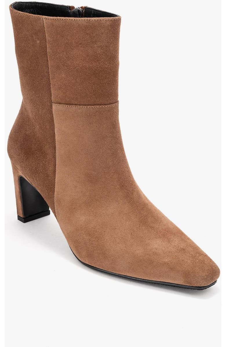 Forever & Always Shoes Kyoto Leather Block Heel Boot, Main, color, Cognac Suede Leather