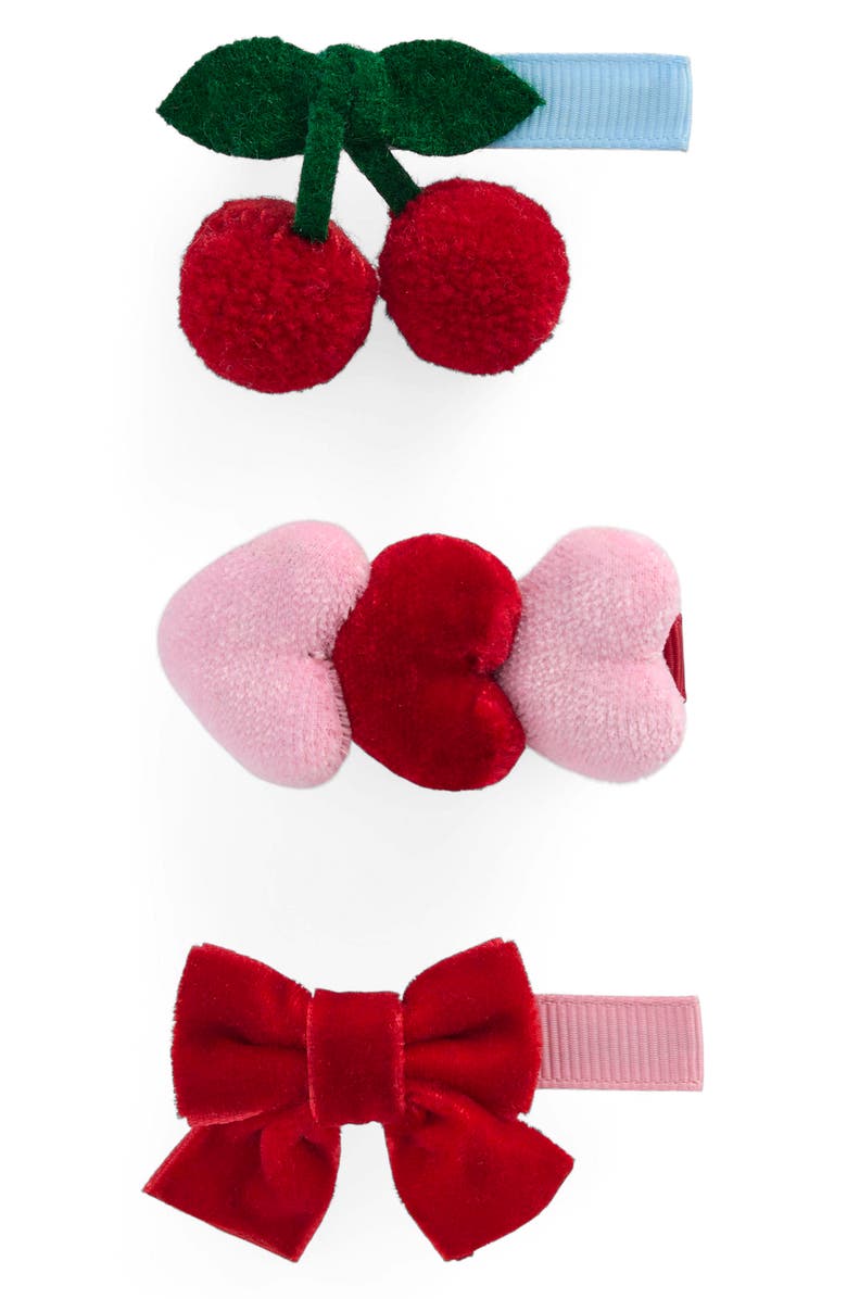 Mini Boden Kids' 3-Pack Hair Clips, Main, color, Pretty Pink