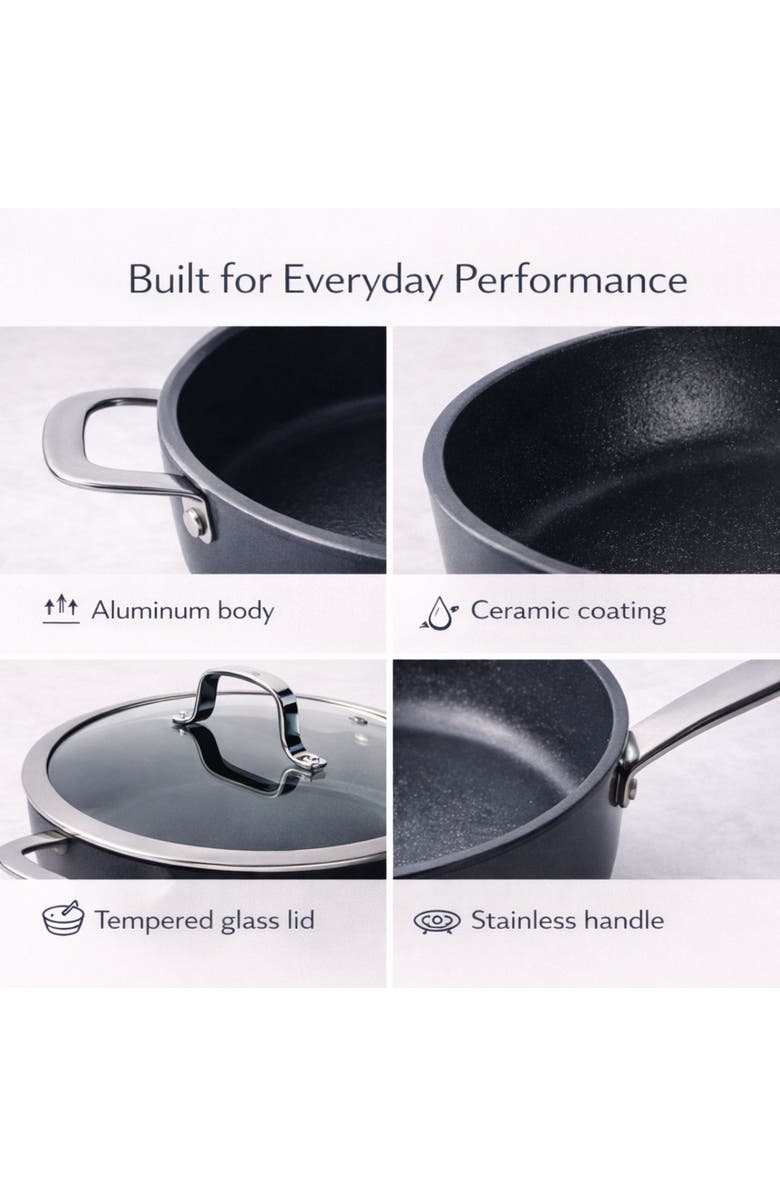 Alva Maestro Nonstick Sauté Pan with Lid, Alternate, color, Black