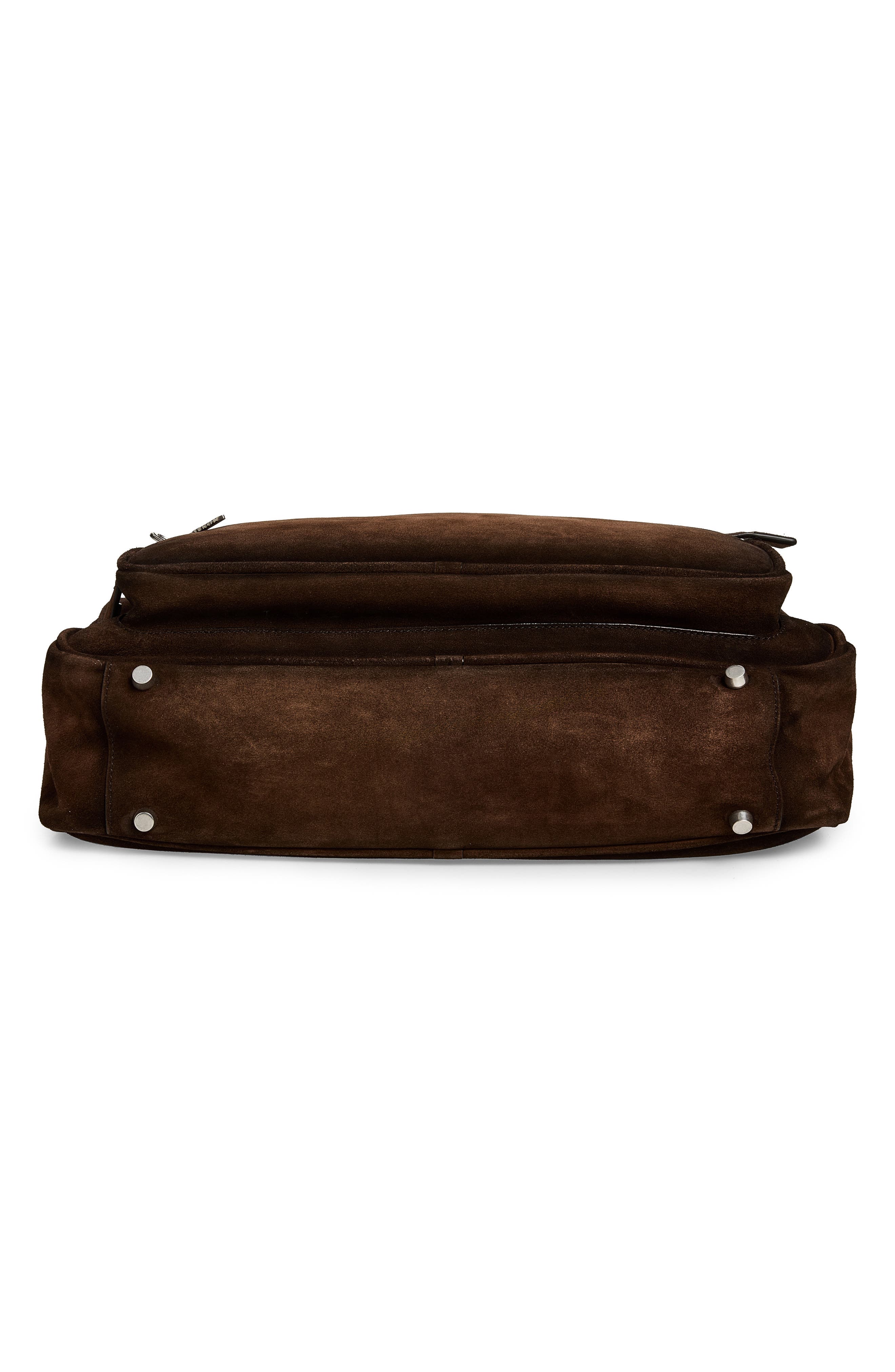 Camero Camera Suede Shoulder Bag, Alternate, color, DARK BROWN