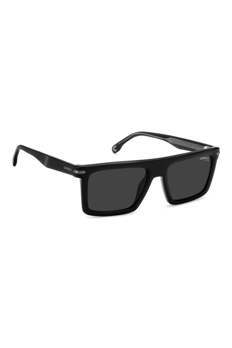 54mm Rectangular Flat Top Sunglasses, Alternate, color, BLACK DARK RUTHENIUM/ GREY