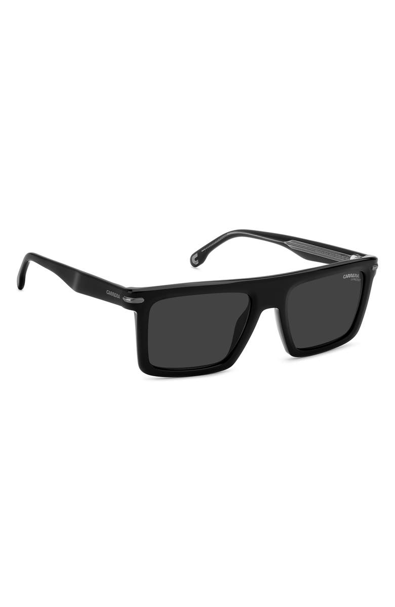 Carrera Eyewear 54mm Rectangular Flat Top Sunglasses, Alternate, color, Black Dark Ruthenium/ Grey